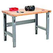 Global Industrial Standard Duty Butcher Block Top Adjustable Height Workbench, 48 x 30 x 30.88 to 36.88, Gray (GBE183149)