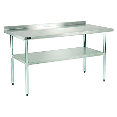 Global Industrial Work Table with Undershelf with Backsplash, Rectangular, 60 x 30 x 35, Silver Top, Silver Base/Legs (GBE319060)
