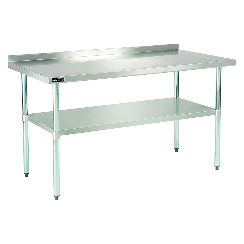 Global Industrial Work Table with Undershelf with Backsplash, Rectangular, 60 x 30 x 35, Silver Top, Silver Base/Legs (GBE319060)