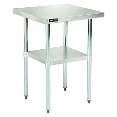 Global Industrial Work Table with Undershelf, Square, 24 x 24 x 35, Silver Top, Silver Base/Legs (GBE319054)