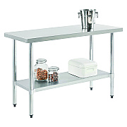 Global Industrial Work Table with Undershelf, Rectangular, 72 x 30 x 35, Silver Top, Silver Base/Legs (GBE319057)