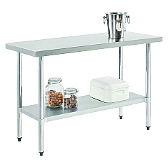 Global Industrial Work Table with Undershelf, Rectangular, 72 x 30 x 35, Silver Top, Silver Base/Legs (GBE319057)