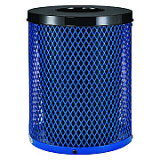 Global Industrial Outdoor Diamond Steel Trash Can, 36 gal, Blue (GBE261924BL)