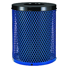 Global Industrial Outdoor Diamond Steel Trash Can, 36 gal, Blue (GBE261924BL)
