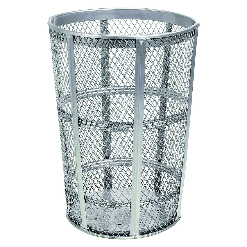 Global Industrial Steel Mesh Corrosion Resistant Trash Can, 48 gal, Silver (GBE237633)