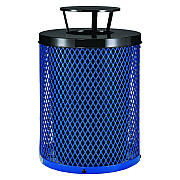Global Industrial Outdoor Diamond Steel Trash Can, Rain Bonnet Lid, 36 gal, Blue (GBE261926BL)