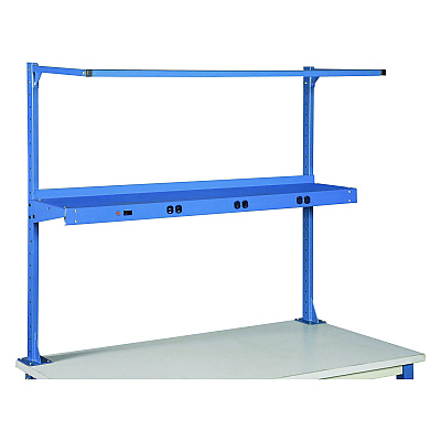 Global Industrial Upper Workbench Shelf, 6 Single Outlets, For Use With 60" Wide Workbenches, 100 lb Weight Capacity (GBE249295ABL)