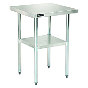 Global Industrial Work Table with Undershelf, Square, 30 x 30 x 35, Silver Top, Silver Base/Legs (GBE493596)