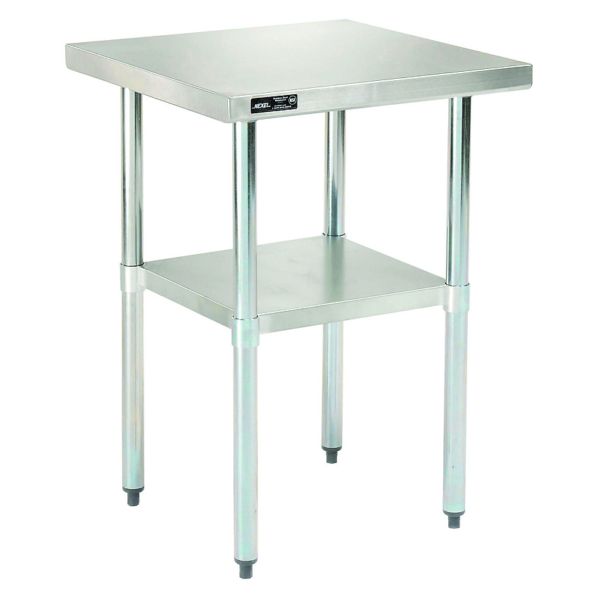Global Industrial Work Table with Undershelf, Square, 30 x 30 x 35, Silver Top, Silver Base/Legs (GBE493596)