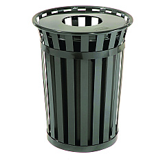 Global Industrial Outdoor Slatted Steel Trash Can, 36 gal, Black (GBE237726BK)