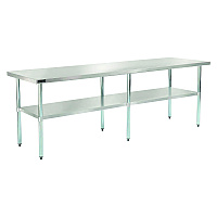 Global Industrial Work Table with Undershelf, Rectangular, 96 x 30 x 35, Silver Top, Silver Base/Legs (GBE319058)