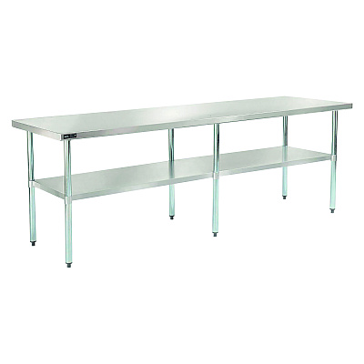 Global Industrial Work Table with Undershelf, Rectangular, 96 x 30 x 35, Silver Top, Silver Base/Legs (GBE319058)
