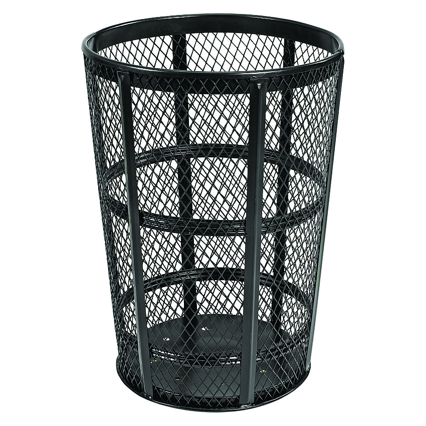 Global Industrial Steel Mesh Corrosion Resistant Trash Can, 48 gal, Black (GBE237634BK)