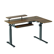 Eureka L-Shaped Standing Desk with Keyboard Tray, Right Desk, 61.25" x 43.25" x 34.38" to 52.88", Walnut/Black (EKAL60RWN)
