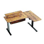 Eureka L-Shaped Standing Desk with Keyboard Tray, Right Desk, 61.25" x 43.25" x 34.38" to 52.88", Rustic Brown/Black (EKAL61LRB)