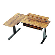 Eureka L-Shaped Standing Desk with Keyboard Tray, Left Desk, 61.25" x 43.25" x 34.38" to 52.88", Rustic Brown/Black (EKAL60LRB)