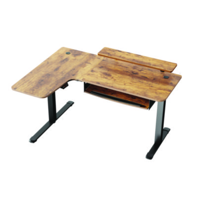 Eureka L-Shaped Standing Desk with Keyboard Tray, Left Desk, 61.25" x 43.25" x 34.38" to 52.88", Rustic Brown/Black (EKAL60LRB)