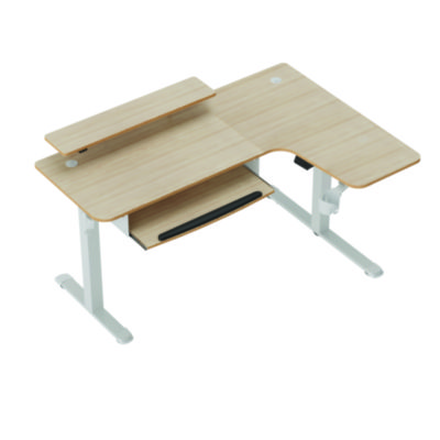 Eureka L-Shaped Standing Desk with Keyboard Tray, Right Desk, 61.25" x 43.25" x 34.38" to 52.88", Maple White/White (EKAL60RMW)