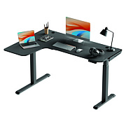 Eureka L-Shaped Standing Desk, Left Desk, 60" x 43.69" x 29.88" to 48.38", Black (EKA01874)