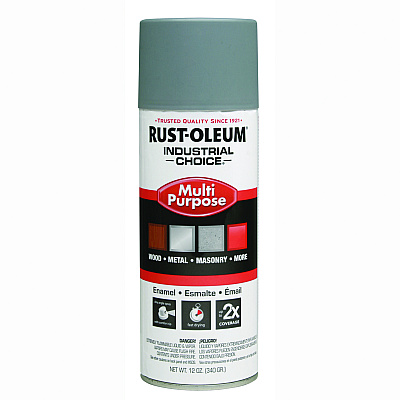 Rust-Oleum Industrial Choice 1600 System Multi-Purpose Enamel Spray Paint, Flat Gray, 12 oz Aerosol Can, 6/Carton (RST1680830V)