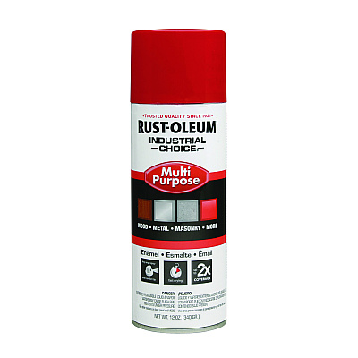 Rust-Oleum Industrial Choice 1600 System Multi-Purpose Enamel Spray Paint, Flat Safety Red, 12 oz Aerosol Can, 6/Carton (RST1660830)
