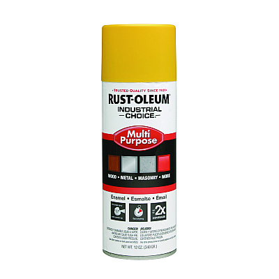Rust-Oleum Industrial Choice 1600 System Multi-Purpose Enamel Spray Paint, Flat Safety Yellow, 12 oz Aerosol Can, 6/Carton (RST1644830)