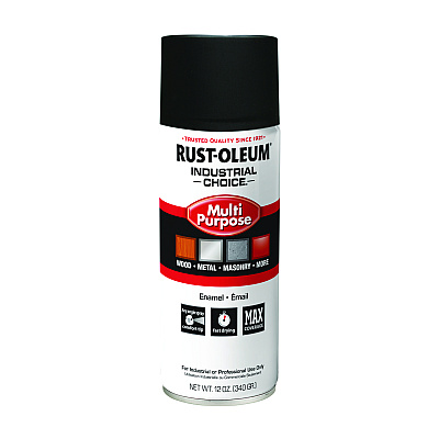 Rust-Oleum Industrial Choice 1600 System Multi-Purpose Enamel Spray Paint, Ultra-Flat Black, 12 oz Aerosol Can, 6/Carton (RST1676830V)