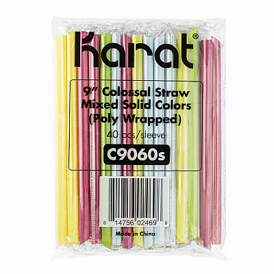 Karat Boba Straws, 9", Assorted, 1,600/Carton (KRTC9060SMIXED)