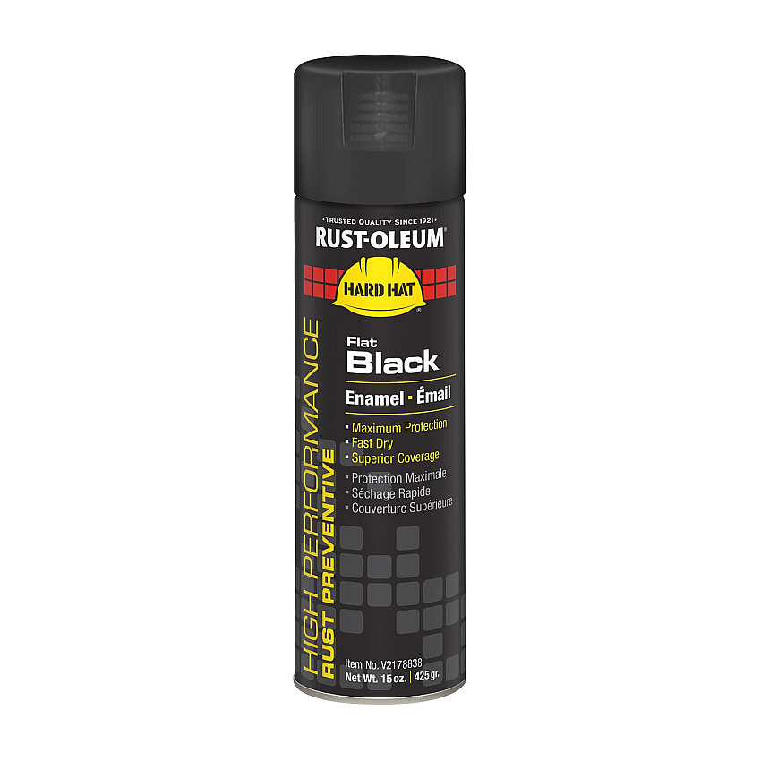 Rust-Oleum Hard Hat High Performance V2100 System Rust Preventive Enamel Spray Paint, Flat Black, 15 oz Aerosol Can, 6/Carton (RSTV2178838)