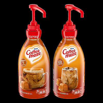 Coffee-mate Liquid Creamer Pump Bottle, Caramel, 50.7 oz Pump Bottle, 2/Carton (NES73358CT)