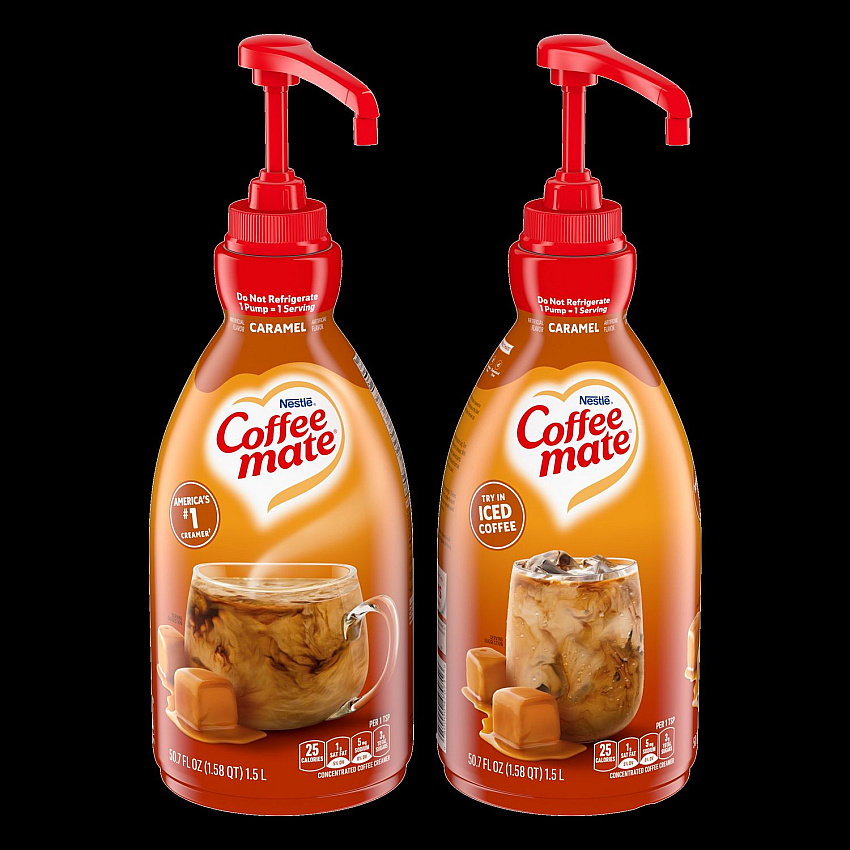 Coffee-mate Liquid Creamer Pump Bottle, Caramel, 50.7 oz Pump Bottle, 2/Carton (NES73358CT)