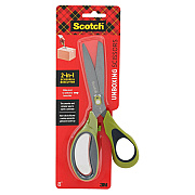 Scotch Non-Stick Unboxing Scissors, 8" Long, 2.7" Cut Length, Straight Green/Black Handle (MMM1488NS)