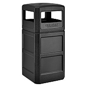 Global Industrial Square Plastic Waste Receptacle, Dome Lid with Open Sides, 42 gal, Black (GBE641414BK)