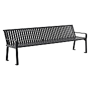 Global Industrial Steel Slat Benches with Back, 96 x 26 x 31, Black (GBE694855BKKD)