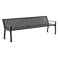Global Industrial Steel Slat Benches with Back, 96 x 26 x 31, Black (GBE694855BKKD)