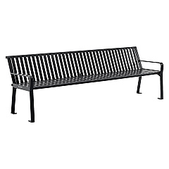 Global Industrial Steel Slat Benches with Back, 96 x 26 x 31, Black (GBE694855BKKD)