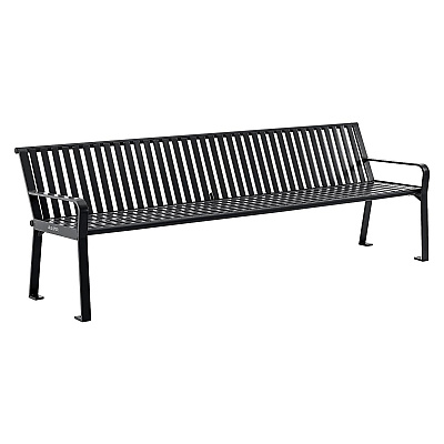 Global Industrial Steel Slat Benches with Back, 96 x 26 x 31, Black (GBE694855BKKD)