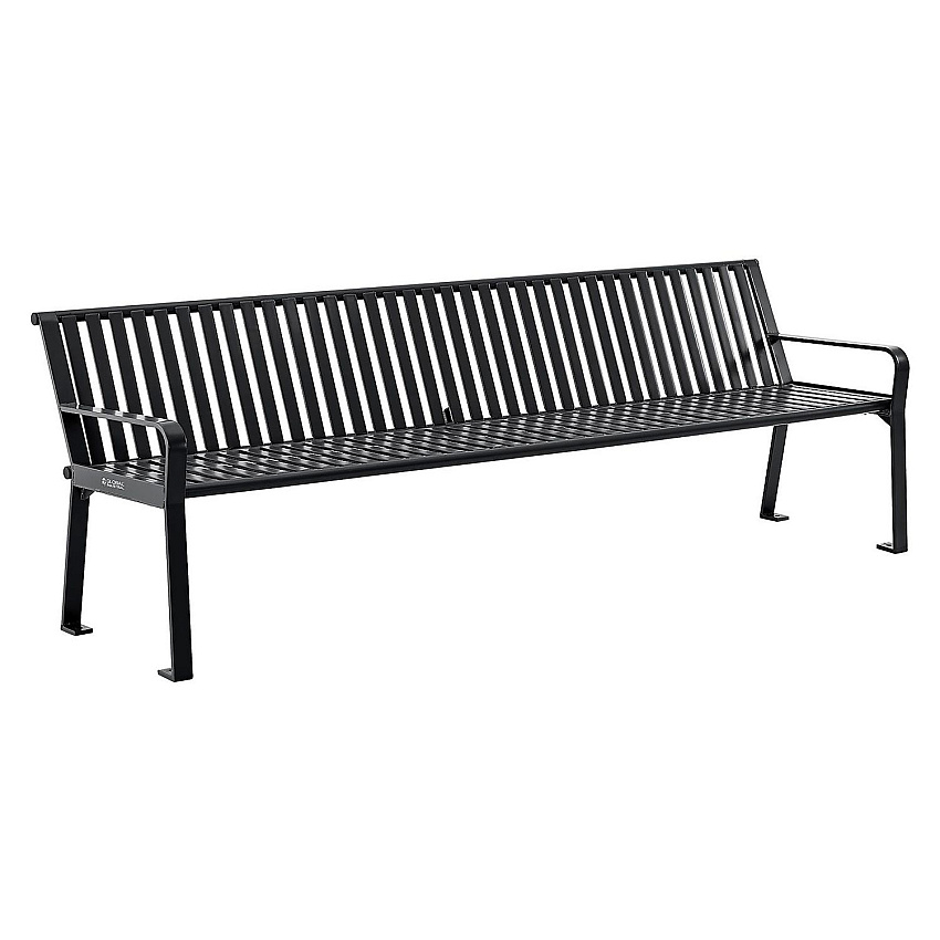 Global Industrial Steel Slat Benches with Back, 96 x 26 x 31, Black (GBE694855BKKD)