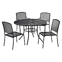 Global Industrial Interion Mesh Cafe Table and Chair Sets, Round, 48" Dia x 29"h, Black Top, Black Base/Legs (GBE695971)