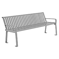 Global Industrial Steel Slat Benches with Back, 72 x 26 x 31, Gray (GBE694854GYKD)