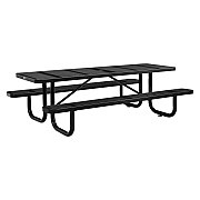 Global Industrial Perforated Steel Picnic Table, Rectangular, 72 x 62 x 29.5, Black Top, Black Base/Legs (GBE694555BK)