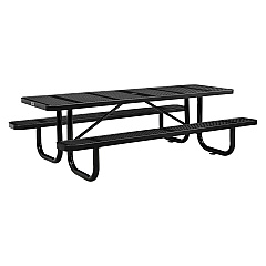 Global Industrial Perforated Steel Picnic Table, Rectangular, 72 x 62 x 29.5, Black Top, Black Base/Legs (GBE694555BK)