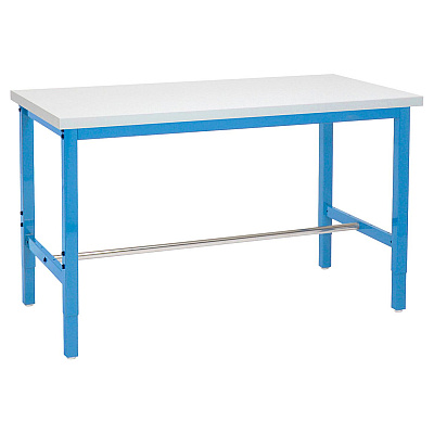 Global Industrial Adjustable Height Heavy Duty Workbenches, 5,000 lbs, 72 x 30 x 31.63 to 43.63, White/Blue (GBE606978BL)