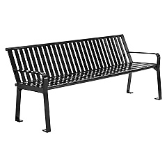 Global Industrial Steel Slat Benches with Back, 72 x 26 x 31, Black (GBE694854BKKD)