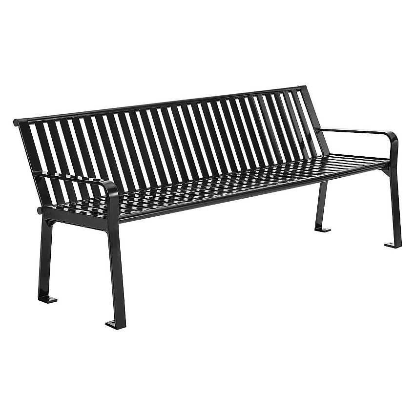 Global Industrial Steel Slat Benches with Back, 72 x 26 x 31, Black (GBE694854BKKD)