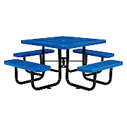 Global Industrial Perforated Steel Picnic Table, Square, 81 x 81 x 29.5, Blue Top, Blue Base/Legs (GBE694551BL)
