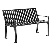 Global Industrial Steel Slat Benches with Back, 48 x 27 x 31, Black (GBE694853BKKD)