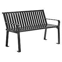 Global Industrial Steel Slat Benches with Back, 48 x 27 x 31, Black (GBE694853BKKD)