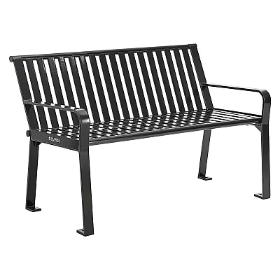 Global Industrial Steel Slat Benches with Back, 48 x 27 x 31, Black (GBE694853BKKD)