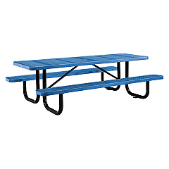 Global Industrial Perforated Steel Picnic Table, Rectangular, 72 x 62 x 29.5, Blue Top, Blue Base/Legs (GBE694555BL)